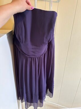 David's Bridal Strapless Plum Chiffon Cocktail Dress